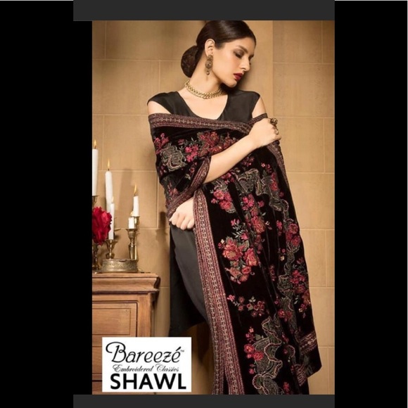 dress with velvet shawl